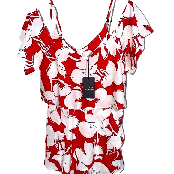 J.O.A Floral Romper Womens Small Off Shoulder Skort - Picture 5 of 12